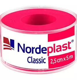 *Лейкопластырь NORDEPLAST НордеПласт медицинский тканый катушка 2,5см*5м (пластик)